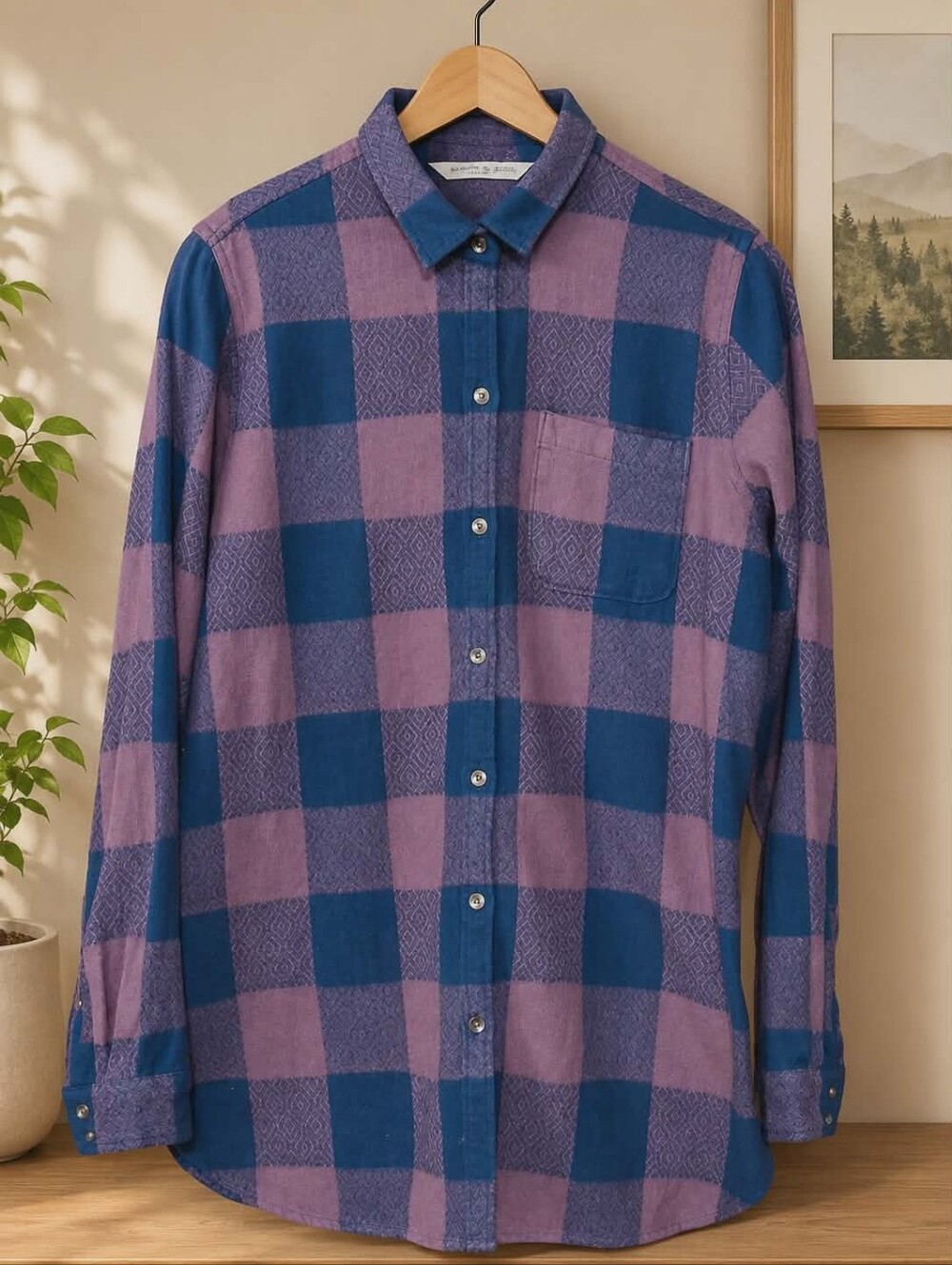 Woolrich Blue and Purple Plaid Shirt
